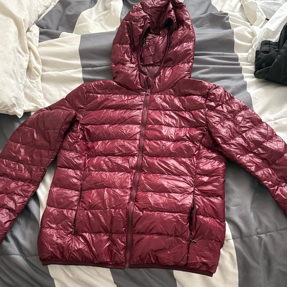 Women's Burgundy Down Puffer Jacket